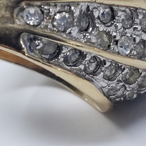 14K GE blue & clear crystal dome ring - Picture 6 of 10